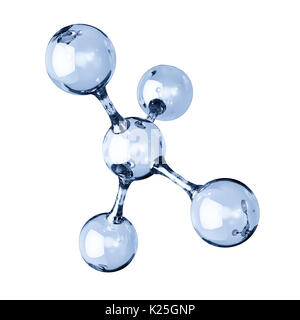 Molecola di vetro modello. Riflessione e rifrazione molecolare astratta forma isolata su sfondo bianco. 3D rendering immagine Foto Stock