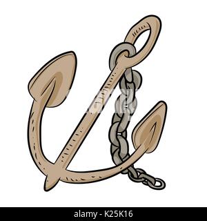 Disegnato a mano isolato di ancoraggio su sfondo bianco, quali un logo, illustrazione vettoriale Illustrazione Vettoriale