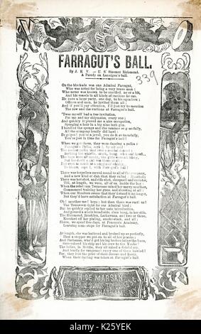 Costeggiata dalla guerra civile americana intitolata "Farragut's Ball', confrontando l'Ammiraglio Farragut la vittoria su Stati confederati all esercito di una sfera, probabilmente fa riferimento alla Battaglia di Mobile Bay New York New York, 1864. Foto Stock