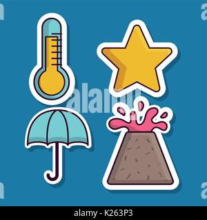 Meteo icone correlate Illustrazione Vettoriale