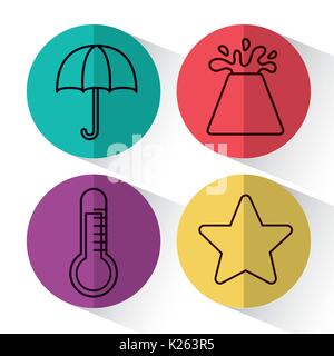 Meteo icone correlate Illustrazione Vettoriale