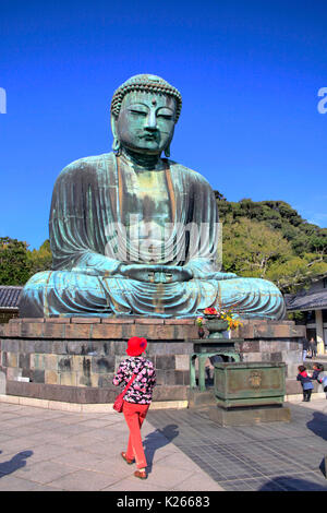 Il grande Buddha di Kamakura al tempio Kotokuin nella città di Kamakura Kanagawa Giappone Foto Stock