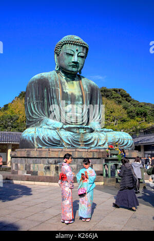 Il grande Buddha di Kamakura al tempio Kotokuin nella città di Kamakura Kanagawa Giappone Foto Stock