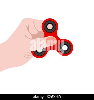 Spinner in mano, un giocattolo per lo stress del distacco, design piatto Illustrazione Vettoriale