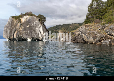 Grotte di marmo Capillas de Marmol Puerto Rio Tranquilo General Carrera Lago Patagonia Cile Foto Stock