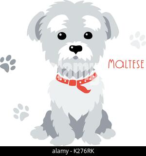 Vector sketch divertenti cane maltese di seduta Illustrazione Vettoriale