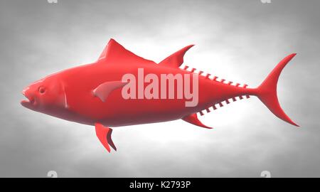 3D rendering di un riflettente di forma di pesce di nuoto con le pinne Foto Stock