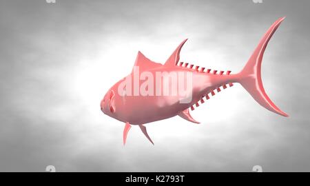3D rendering di un riflettente di forma di pesce di nuoto con le pinne Foto Stock