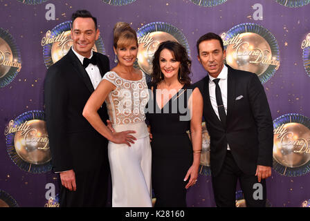 Da sinistra a destra, Craig Revel Horwood, Darcey Bussell, Shirley Ballas e Bruno Tonioli al lancio di Strictly Come Dancing 2017 al Broadcasting House di Londra. Foto Stock