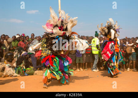 Africa,Malawi,Lilongwe distretto. Maschere tradizionali del Malawi Foto Stock
