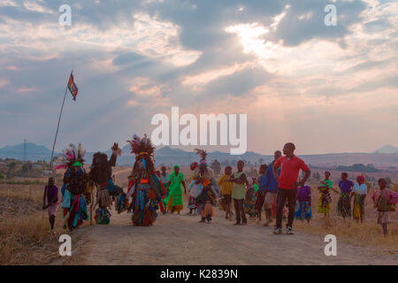 Africa,Malawi,Lilongwe distretto. Maschere tradizionali del Malawi Foto Stock