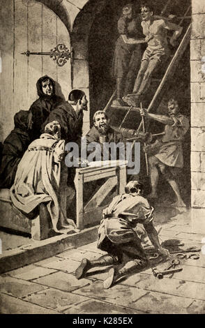 Le torture dell'inquisizione spagnola - la cremagliera Foto Stock