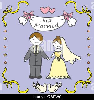 Sposa e lo sposo, doodle illustrazione vettoriale Illustrazione Vettoriale