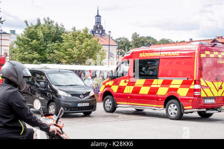 Vastervik, Svezia- Luglio 31, 2017: fire department Rescue Diver Foto Stock