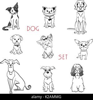 Impostare in bianco e nero i cani Illustrazione Vettoriale