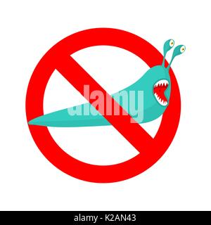 Arrestare slug. Vietato la peste di insetto. Rosso segno di divieto divieto Illustrazione Vettoriale
