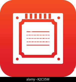 Moderne CPU multicore icona rossa digitale Illustrazione Vettoriale