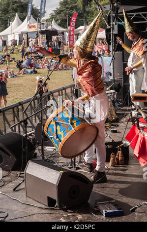 Re lagune battenti Pesce spada Dance Band suonare il Lakeside stadio in Camper chiamando, Hagley Hall, Warwickshire Foto Stock