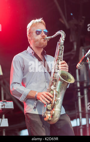 Gioventù musicale riproduci Camper chiamando Festival, Ragley Hall, Warwickshire, 27 Agosto, 2017. Foto Stock