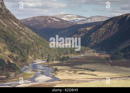 Glenfeshie superiore nel tardo inverno, Cairngorms National Park, Scozia. Maggio 2013. Foto Stock