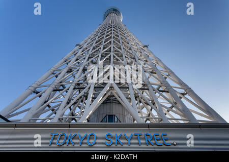 Tokyo Skytree visto dal basso, Oshiage, Tokyo, Giappone. Foto Stock