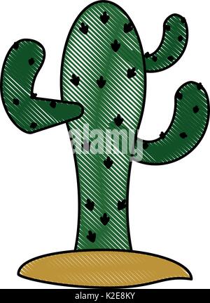 Cactus colorato doodle su sfondo bianco illustrazione vettoriale Illustrazione Vettoriale