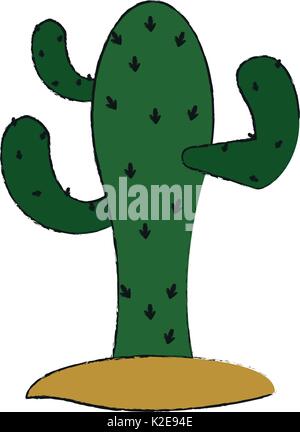 Cactus colorato doodle su sfondo bianco illustrazione vettoriale Illustrazione Vettoriale