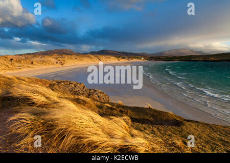 Balnakeil spiaggia e dune a tarda sera luce, vicino a Durness, Sutherland, Scozia, aprile 2014. Foto Stock