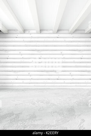 Camera da letto bianco Minimal moderno o in stile loft Interior Design. Il rendering 3D. 3D'illustrazione. Foto Stock