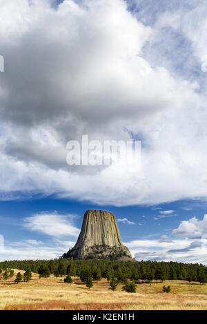 Devils Tower vista dal crinale Joyner Loop Trail in Devils Tower National Monument, Wyoming negli Stati Uniti. Settembre 2016. Foto Stock
