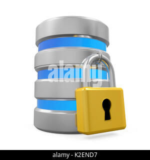 Icona di database e bloccare isolato Foto Stock