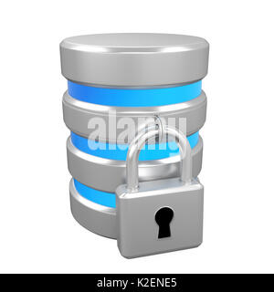 Icona di database e bloccare isolato Foto Stock