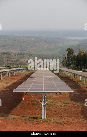 Pannelli solari in uno di East Africa&#39;s più grandi fattorie Solari, Rwamagana distretto, Ruanda. Luglio 2014. Foto Stock