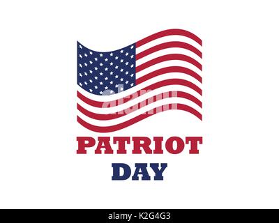 Patriot giorno noi bandiera su sfondo bianco. Il memorial day 9/11. Illustrazione Vettoriale Illustrazione Vettoriale