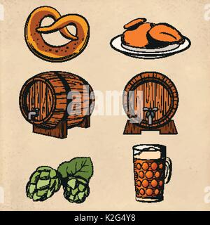 Qualche linea di birra le icone a colori Illustrazione Vettoriale