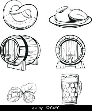 Qualche birra icone di linea Illustrazione Vettoriale