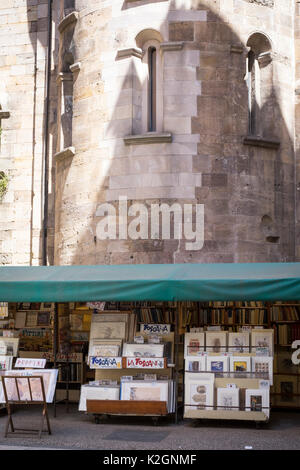 Prenota e stampa venditore, Lucca, Toscana, Italia Foto Stock