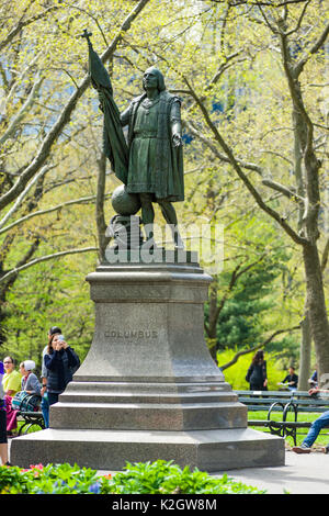 Christopher Columbus statua nel Central Park di New York, Stati Uniti d'America Foto Stock