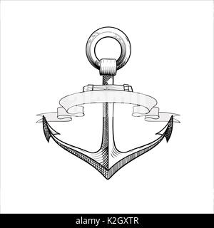 Vector disegnati a mano di ancoraggio nautico. Illustrazione Vettoriale