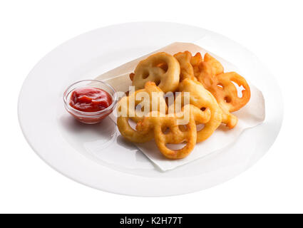 Facce buffe di patate fritte. Foto Stock