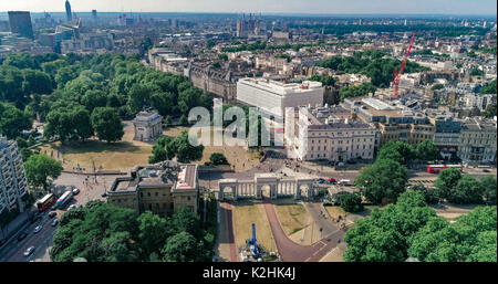 Vista aerea di Londra centrale intorno a Hyde Park Corner Foto Stock