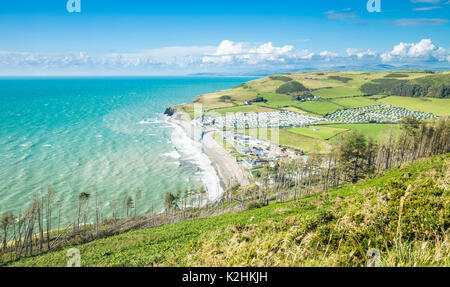Panoramica Costiera Roulotte visto dalla cima della collina Foto Stock