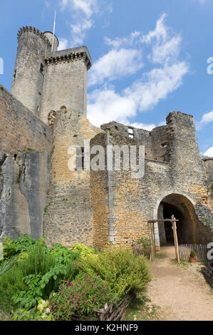 Chateau de Bonaguil, del XIII secolo il castello medievale di Lot-et-Garionne, Francia Europa Foto Stock