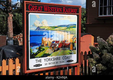 Conserve di Great Western Railway poster visto da Severn Valley Railway. Shropshire. Foto Stock