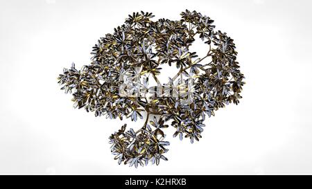 3D rendering di una riflessione astratta golden tree su sfondo bianco Foto Stock