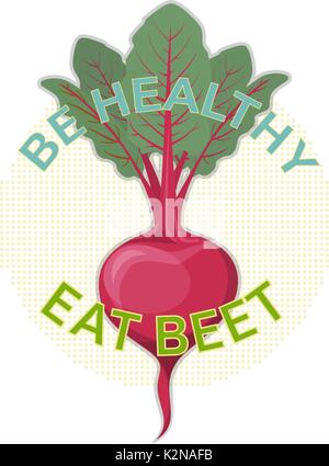 Ispirando disegnati a mano poster circa i benefici della barbabietola. Illustrazione Vettoriale