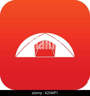 Tenda a cupola per campeggio icona rossa digitale Illustrazione Vettoriale