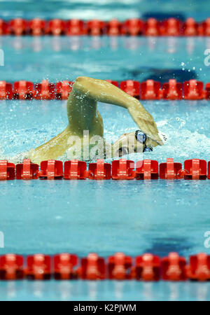 Tianjin. 31 Agosto, 2017. Ye Shiwen compete durante le donne 400m singoli medley al tredicesimo cinese Giochi Nazionali nel nord della Cina di Tianjin comune, Agosto 31, 2017. Ye Shiwen avanzate per la finale. Credito: Zhao Ge/Xinhua/Alamy Live News Foto Stock