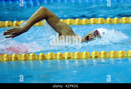 Tianjin. 31 Agosto, 2017. Sun Yang compete durante gli uomini 400m stile libero nuoto al tredicesimo cinese Giochi Nazionali nel nord della Cina di Tianjin comune, Agosto 31, 2017. Sun Yang avanzate per la finale. Credito: Zhao Ge/Xinhua/Alamy Live News Foto Stock