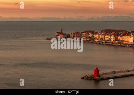 Pirano al tramonto Foto Stock